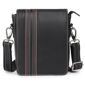 Geanta de umar pentru barbati, Maxin GT3870, piele naturala, Neagra