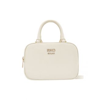 Geanta din piele cu maner si bareta crossbody - Bej deschis
