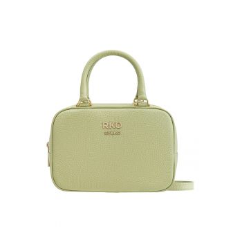 Geanta din piele cu maner si bareta crossbody - Verde fistic