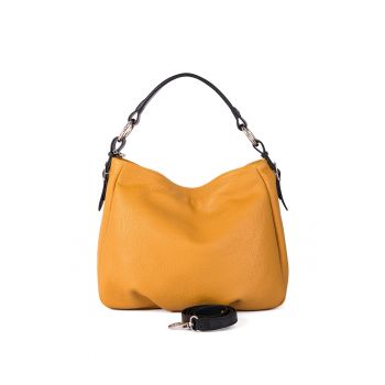 Geanta hobo de piele Noemi - Auriu/Negru/Galben sofran
