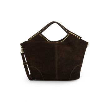 Geanta hobo din piele intoarsa cu detalii metalice 33x49x10 -5cm