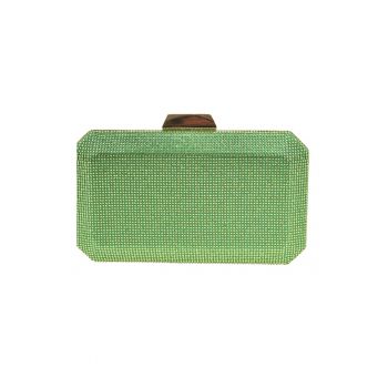Geanta plic cu strasuri - Verde sparanghel