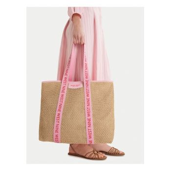 Geanta shopper -  bej - dimensiune A4 - material sintetic