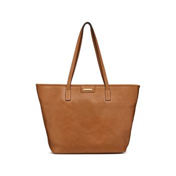 Geanta shopper de piele cu etui interior - Maro scortisoara