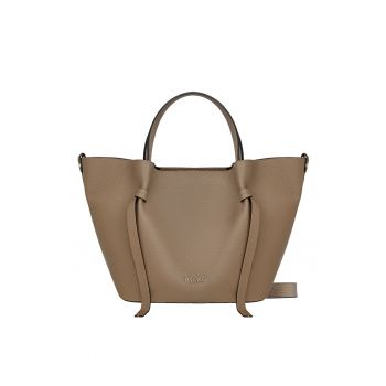 Geanta shopper din piele cu etui interior cu fermoar - Bej inchis
