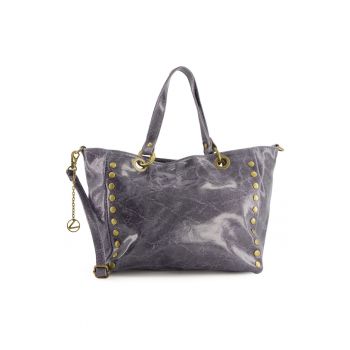 Geanta shopper din piele naturala cu capse decorative aplicate