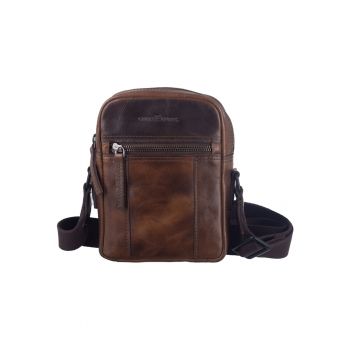 Geanta umar barbati piele naturala maro 17 x 20.5 x 5.5 cm - Newport -  Maro