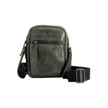 Geanta umar barbati piele naturala verde 17 x 20.5 x 5.5 cm - Newport -  Verde
