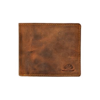 Portofel barbati piele naturala maro antichizat 12 x 10 cm (1672-25) - Vintage -  Maro antichizat