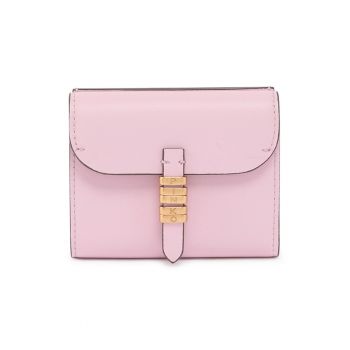 Portofel de piele cu logo - Roz pastel