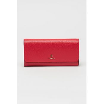 Portofel din piele cu inchidere cu clapa Camelia Continental - Rosu