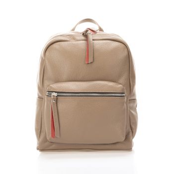 Rucsac de piele cu buzunar frontal - Maro camel