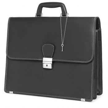 Servieta unisex, Armando GT3874, piele naturala, Negru