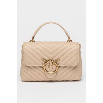 Geanta crossbody de piele Love Lady Puff - Bej deschis