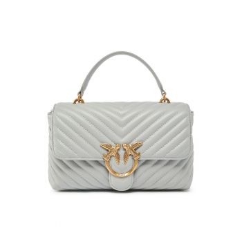 Geanta crossbody de piele Love Lady Puff - Gri deschis - 17 x 26 x 8 cm