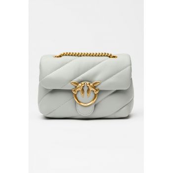 Geanta crossbody de piele Love Puff - Gri deschis