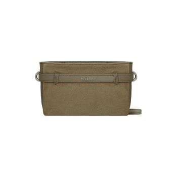 Geanta crossbody din piele cu detaliu logo - Verde masliniu