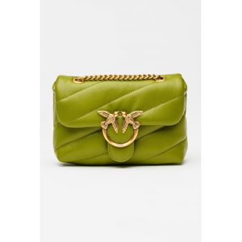 Geanta crossbody - matlasata din piele Love Baby Puff - Verde fistic