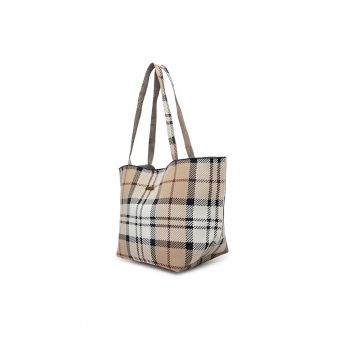 Geanta dama -  material textil - bej - One Size INTL