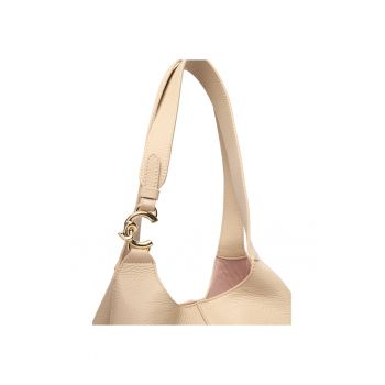 Geanta dama -  piele naturala - bej - One Size INTL - set cu sac de praf si poseta detasabila