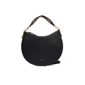 Geanta dama -  piele naturala - negru - One Size INTL - set cu curea detasabila si manere.