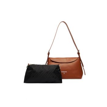 Geanta dama -  piele naturala - One Size - set cu sac de praf - Maro
