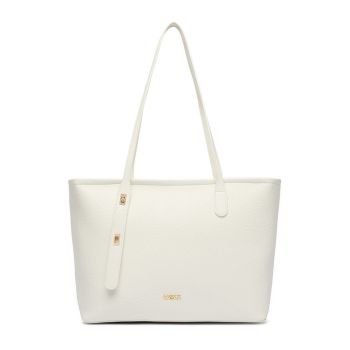 Geanta shopper -  alb - dimensiune A4 - cu saszeta detasabila