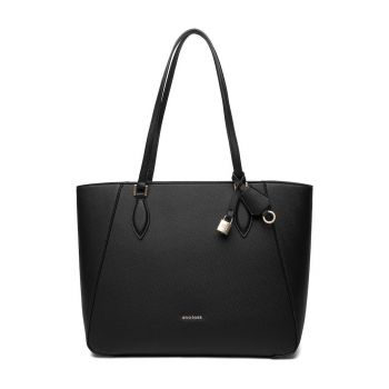 Geanta shopper  neagra - One Size - din material sintetic - pentru docuwqegewqmente A4 - Negru