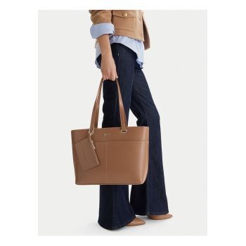 Geanta shopper -  plastic - maro - One Size INTL - cu saszeta detasabila