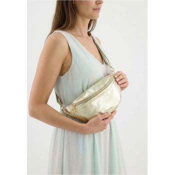 Borseta convertibila din piele naturala - Auriu