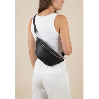 Borseta convertibila din piele naturala - Negru
