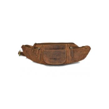 Borseta unisex piele naturala maro antichizat 37 x 11 cm - Vintage -  Maro antichizat