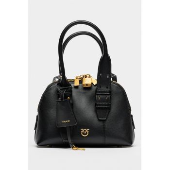 Geanta bowler de piele - Negru antracit