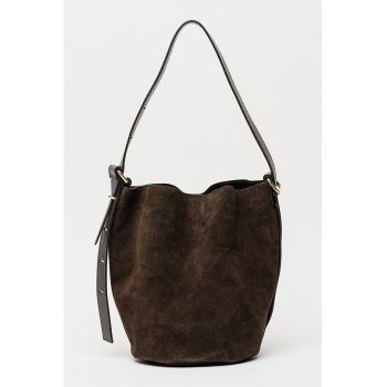 Geanta bucket de piele - Maro cafeniu