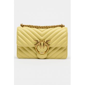 Geanta convertibila din piele cu aspect matlasat Love One - Galben pai