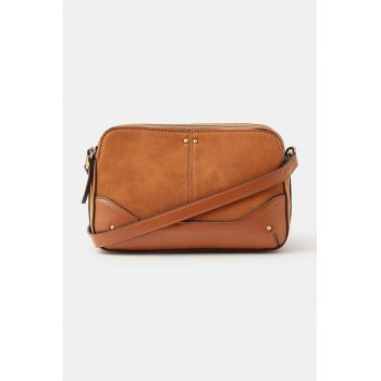 Geanta crossbody cu 2 compartimente - Maro cognac