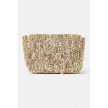 Geanta crossbody cu aplicatii - Auriu