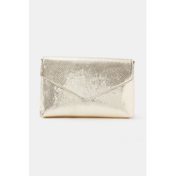 Geanta crossbody cu aspect piele de sarpe Envelope - Auriu