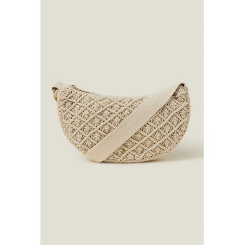 Geanta crossbody cu bareta ajustabila - Alb fildes