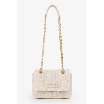 Geanta crossbody cu bareta dubla din lant - Crem