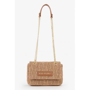 Geanta crossbody cu bareta dubla din lant - Maro deschis