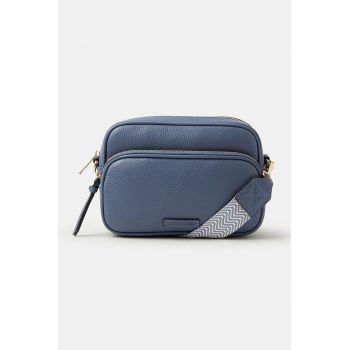 Geanta crossbody cu buzunar frontal - Albastru prafuit