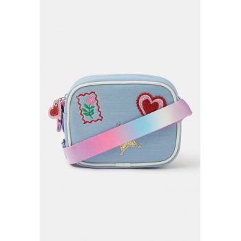 Geanta crossbody cu design - Albastru pastel