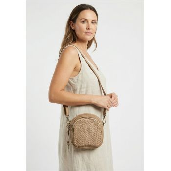 Geanta crossbody cu model impletit - Bej