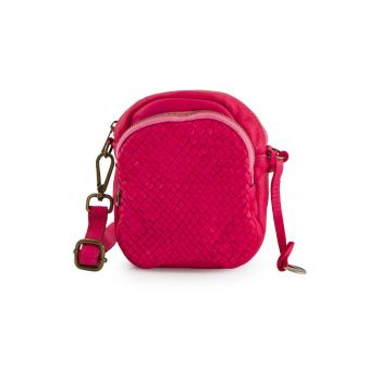 Geanta crossbody cu model impletit - Roz