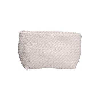 Geanta crossbody de piele cu aspect texturat - Alb