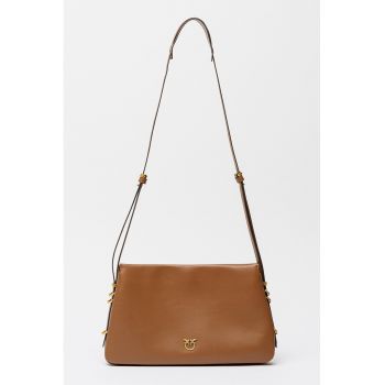 Geanta crossbody de piele cu trei compartimente - Maro Siena