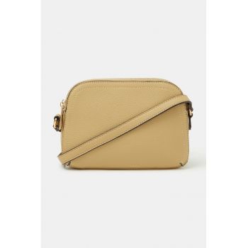 Geanta crossbody de piele ecologica cu 2 compartimente - Galben pai