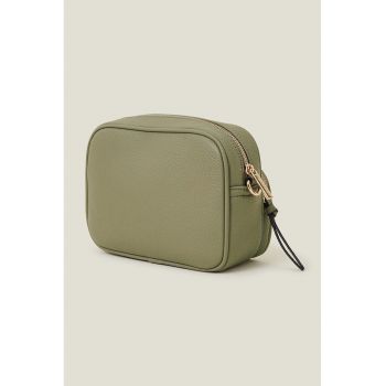 Geanta crossbody de piele ecologica cu bareta detasabila - Kaki