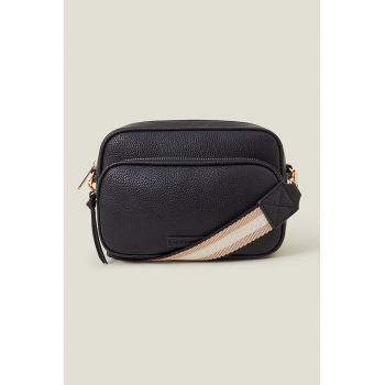 Geanta crossbody de piele ecologica cu bareta detasabila - Negru